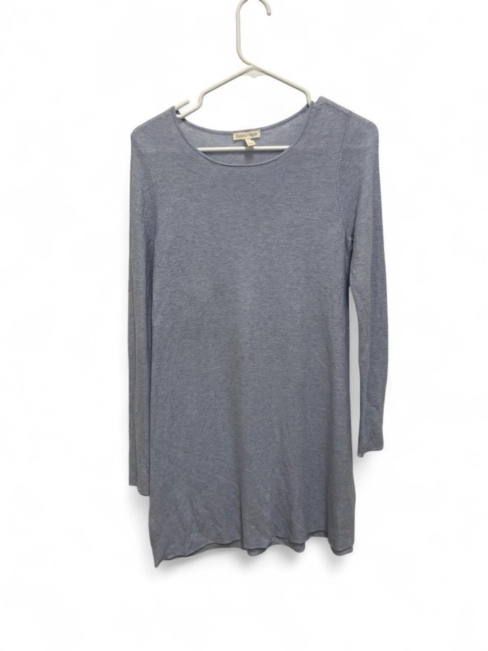 Eileen Fisher Long Sleeve Crew Neck Tunic Top - Light Blue Size XS